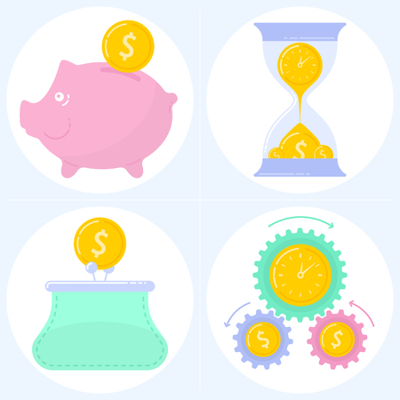Flat vector colored illustrations of the various finance concepts.のイラスト素材