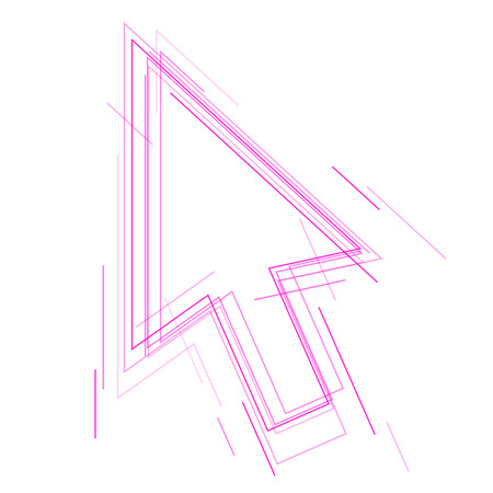 Abstract cursor arrow sign. Vector concept illustration of computer pointer symbol. Idea of power, energy, dynamic, digital technology. Background design element for brochure, banner, social networks.のイラスト素材