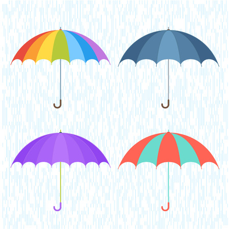 Four various types, shapes and coloration umbrellas.のイラスト素材