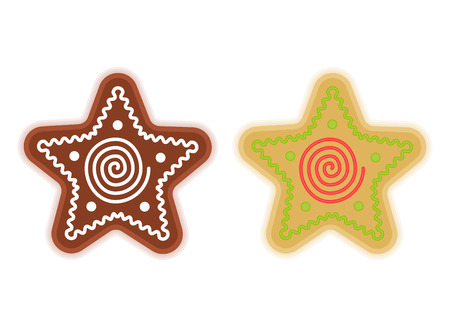 Traditional xmas cookies symbols: star. Flat illustration of christmas winter holiday sweet baked treats.のイラスト素材