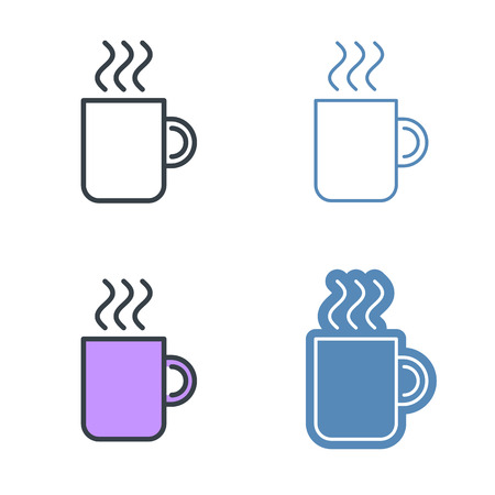The mug of coffee vector outline icon set. Office supply line symbols and pictograms. Vector thin contour infographic elements. Illustrations for web design, presentations, networks.のイラスト素材