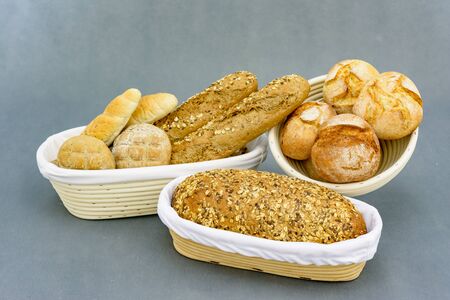 Fresh pastries in a basketの写真素材