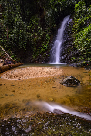Nice and quited place with cascade waterfall in Malaysian jungleの写真素材