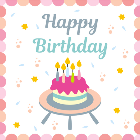 Cute Birthday card with a cakeのイラスト素材