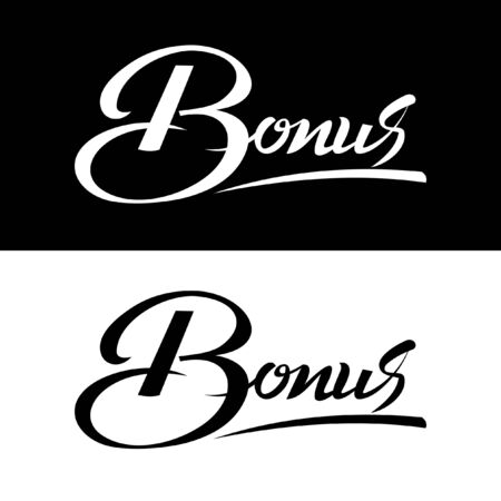 handwritten text bonus. vector word bonus is isolated on white and black background.のイラスト素材