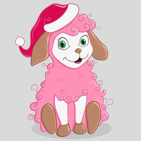 Hand-drawn illustration of cartoon sheepのイラスト素材