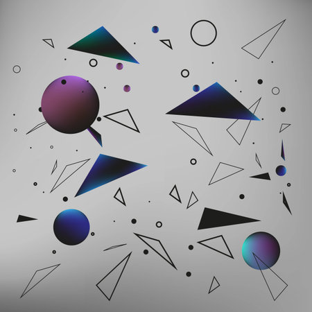 Abstract background with explosion of deffirent geometric shapes. Vector illustrationのイラスト素材