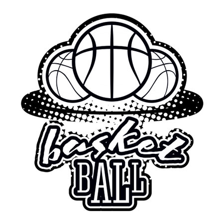 Streetball and basketball icon logo set with ball and basket in modern and vintage styles - stockのイラスト素材