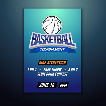 Basketball Poster with Ball Playoff Advertising. Event Announcementのイラスト素材