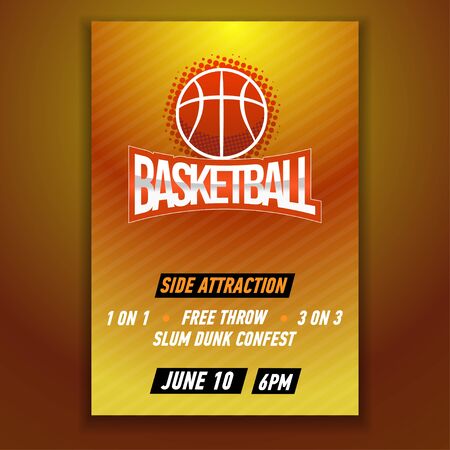 Basketball Poster with Ball Playoff Advertising. Event Announcementのイラスト素材