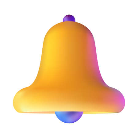 3d notification bell icon isolated on white background.のイラスト素材