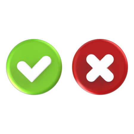 Realistic Right And Wrong 3D Button Vector Illustration.のイラスト素材