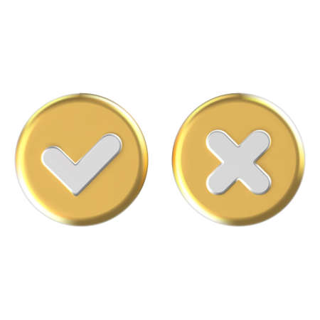 Realistic Right And Wrong 3D Button Vector Illustration.のイラスト素材
