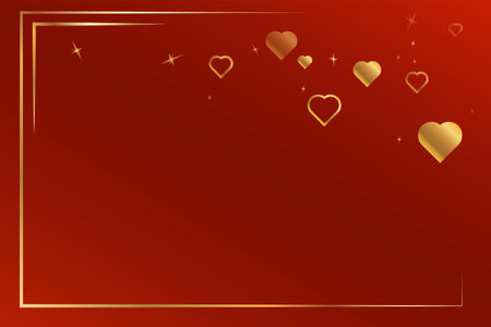 Valentine's day background with golden hearts. Vector illustration.の写真素材