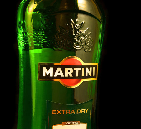 Bottle of Martini wine. This is renowned vermouth from Italy, the only three people worldwide to know original recipe - illustrative editorialのeditorial素材