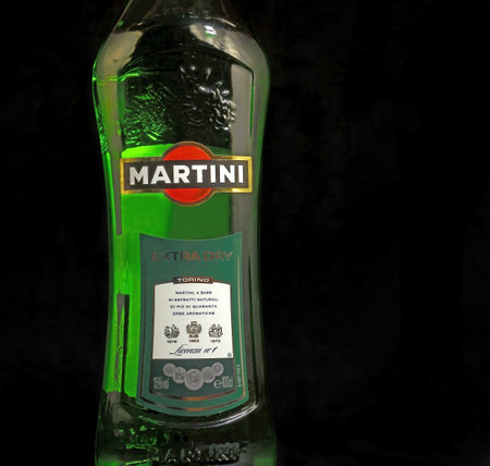 Bottle of Martini wine. This is renowned vermouth from Italy, the only three people worldwide to know original recipe - illustrative editorialのeditorial素材