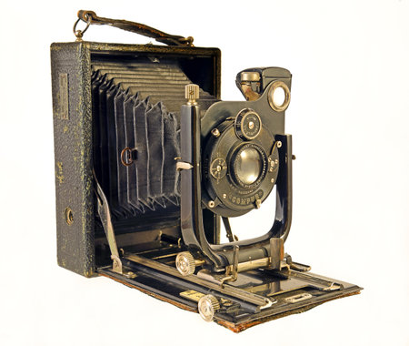 Antique old photo Camera VoigtlÃ¤nder - Historical camera on each cartridge with photosensitive material.のeditorial素材