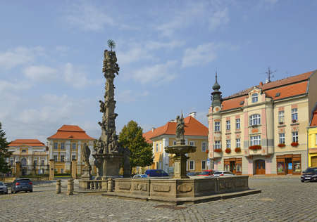 Duchcov, Bohemia, Czech republic - Historic houses on the main square