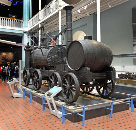 Wylam Dilly locomotive was built in 1813. This is one of the two oldest surviving steam locomotives. Exhibition Hall of the National Museum of Scotland. Edinburgh is a UNESCO World Heritage Siteのeditorial素材