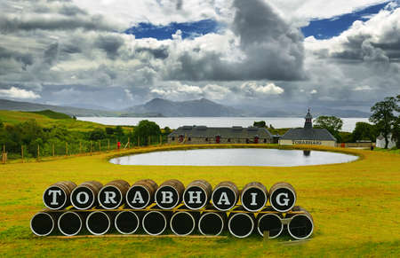 Teangue, Torabhaig Distillery, The second distillery to the Isle of Skye, has only been operational since January 2017. Whiskey is a major export item of Scotland, UKのeditorial素材
