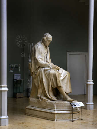 Edinburgh - Marble statue of James Watt (1736-1819), from Greenock near Glasgow. Exhibition Hall of the National Museum of Scotland. Edinburgh is a UNESCO World Heritage Siteのeditorial素材
