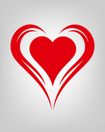 vector illustration of red winged tribal heartのイラスト素材