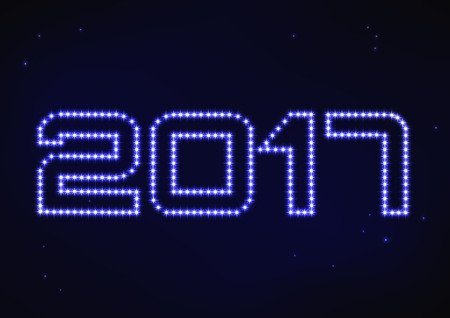 Vector illustration of blue number 2017 in style of constellation - extendedのイラスト素材