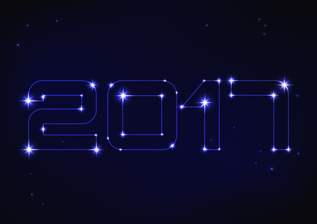 Vector illustration of blue number 2017 in style of constellationのイラスト素材