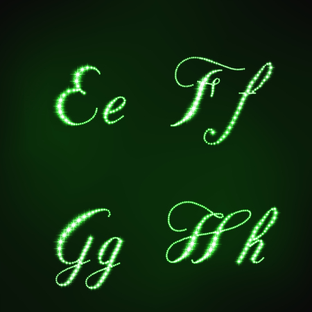 Vector illustration of green stars style of letters EFGHのイラスト素材