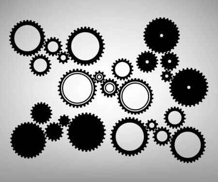 Vector illustration of different isolated black gears icons, extendedのイラスト素材