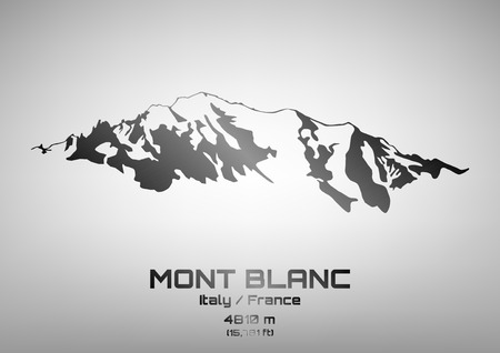 Outline illustration of steel Mont Blanc (4810 m)のイラスト素材