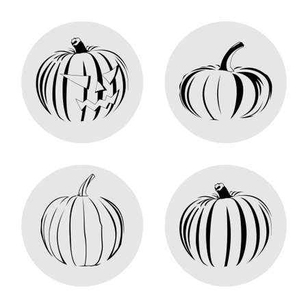 vector illustration of simple Halloween pumpkins iconsobjectsのイラスト素材
