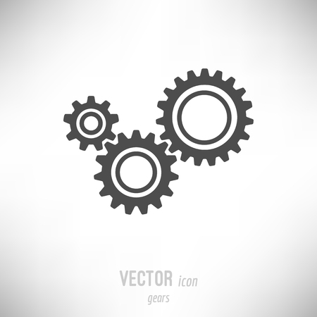 Vector illustration of flat design gears icon. dark greyのイラスト素材