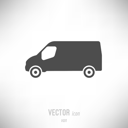 Vector illustration of flat design van icon. dark greyのイラスト素材