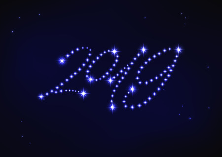 Vector illustration of blue number 2019 composed of starsのイラスト素材