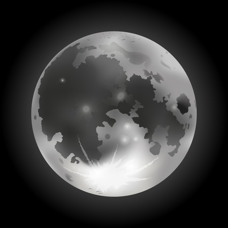 Vector illustration of gray full Moon on a dark backgroundのイラスト素材