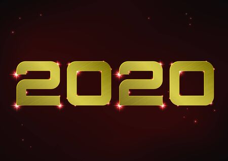 Vector illustration of golden metallic number 2020 over red night skyのイラスト素材