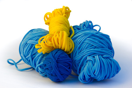 Colorful recycled crochet ballsの写真素材