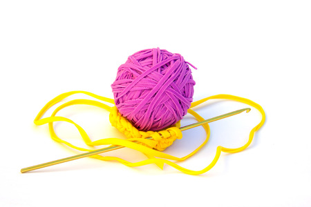 Recycled Crochet Ball and Hookの写真素材