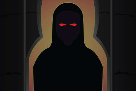 Flat illustration of a spook looking out the window