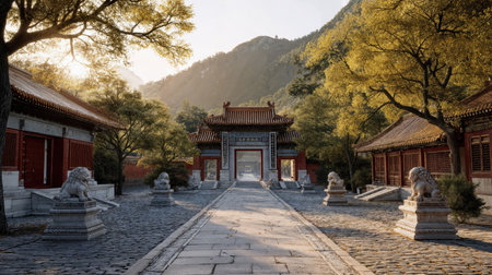 Ming tombs in changping district, Beijing, China, where imperial grandeur and ancient architecture converge to tell a storied dynastic legacy.の素材