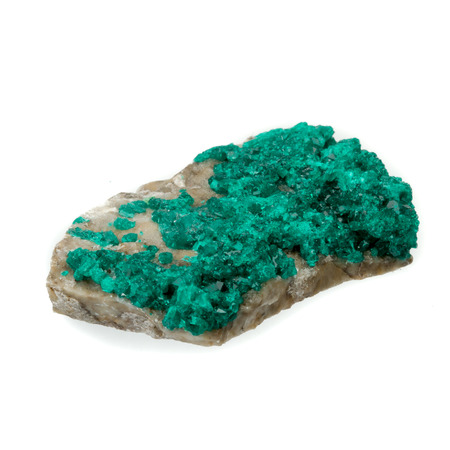 Dioptase rough specimen on white backgroundの写真素材