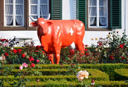 redbull in front of a chalet at Interlaken Switzerlandのeditorial素材