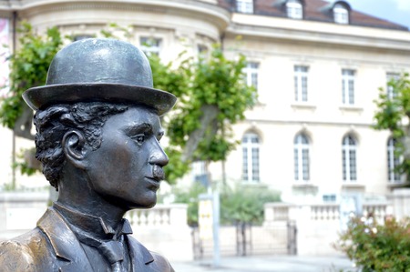 monument of Sir Charles Spencer Chaplin, Jr  in Vevey Switzerlandのeditorial素材
