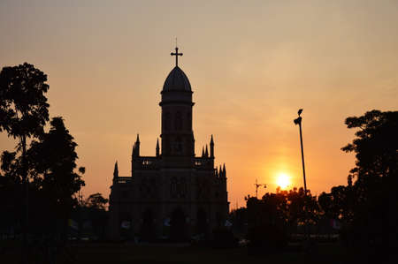 church on sunsetの写真素材