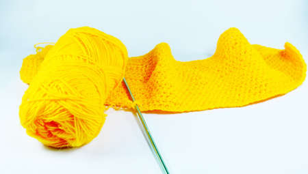 knitting wool and needleの写真素材