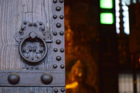 ancient door in Buddhist templeの写真素材