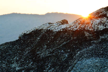 sunset on the mountainの写真素材