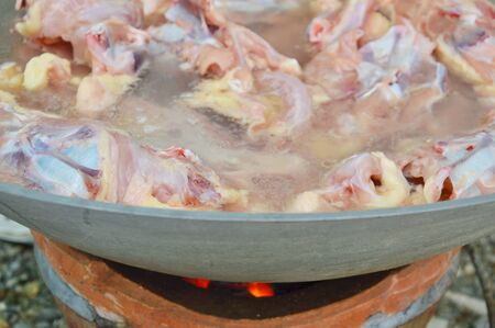 boiled chicken bone soupの写真素材