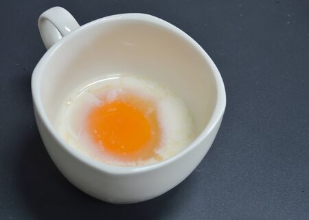 soft-boiled egg in cupの写真素材
